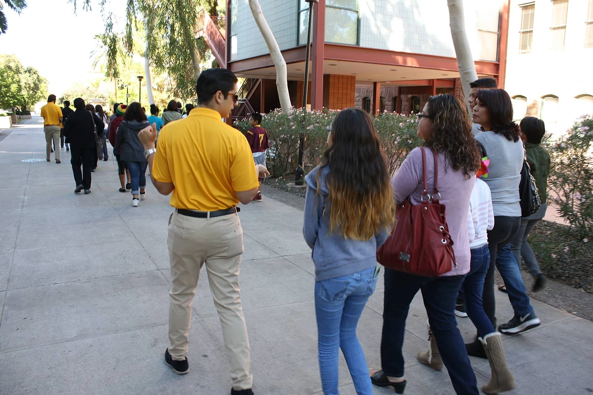 A family touring ASU Downtown