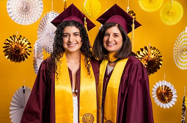 Maria Pappas, right, poses with her daughter Katianna - Deanna Dent/Arizona State University photo