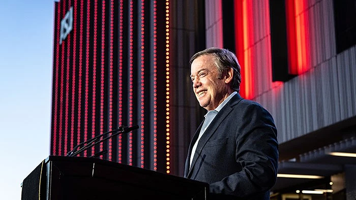 Michael Crow giving  speech