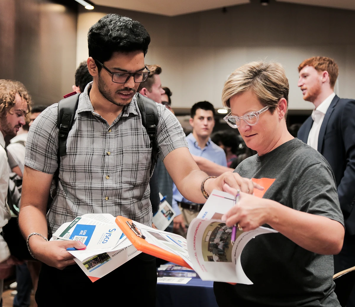 An ASU student gets some advice during a career event at ASU