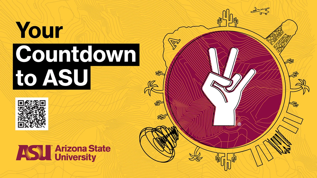 Graphic with ASU pitchfork hand and "Your Countdown to ASU"