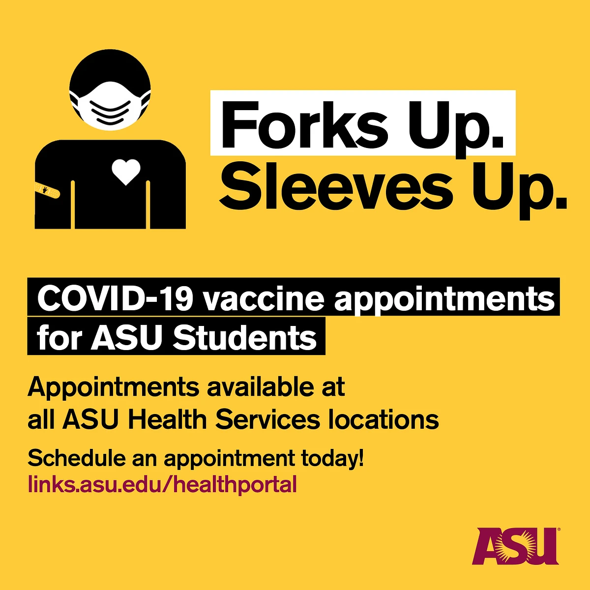 Forks Up. Sleeves Up. flyer for ASU Health Services